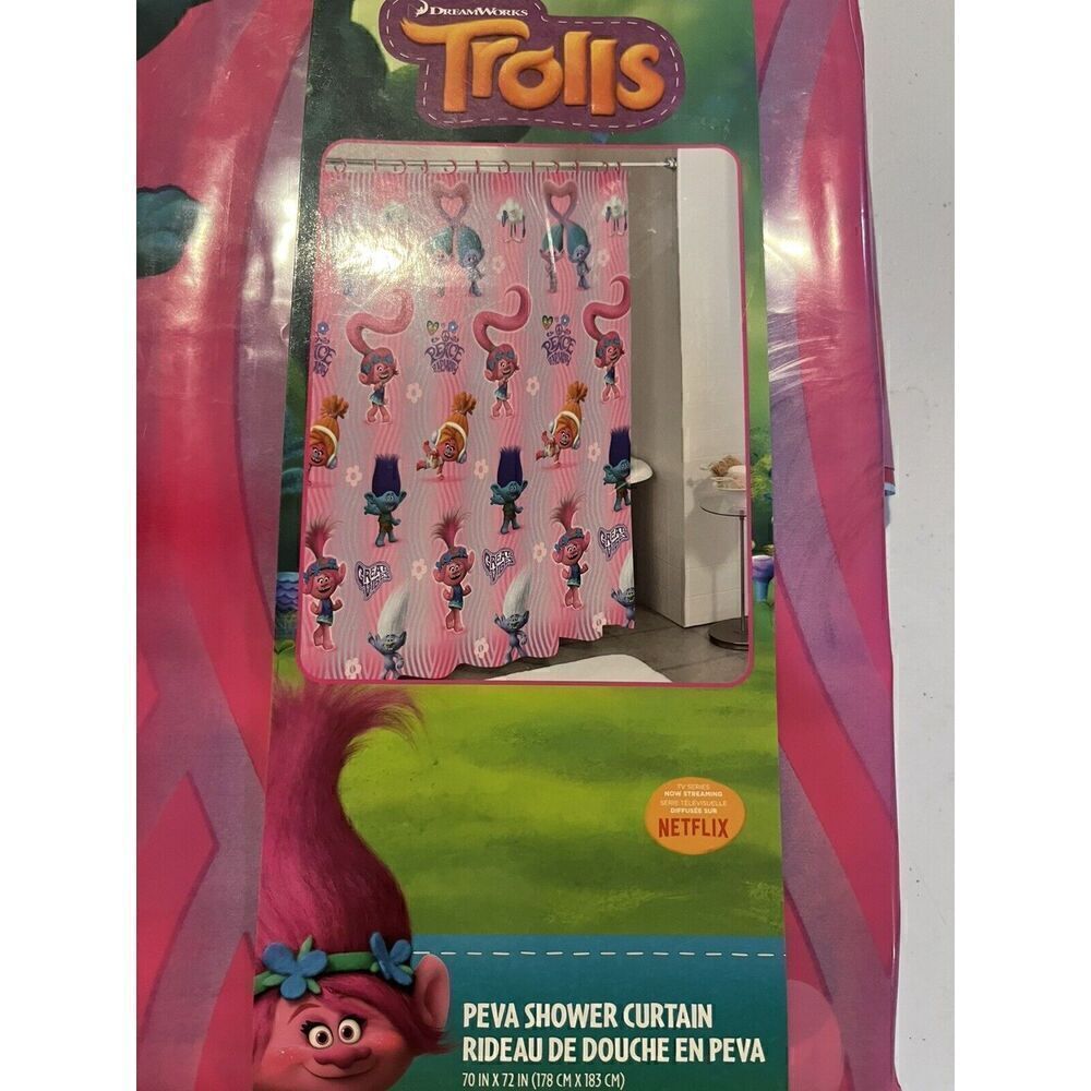 Trolls Shower Curtain Peace The Move PEVA Shower Curtain